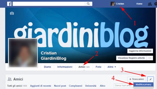 COME NASCONDERE LA LISTA AMICI SU FACEBOOK E LE AMICIZIE ACCETTATE