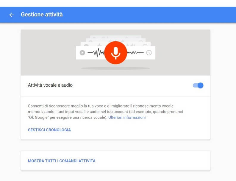 Attività vocale e audio google