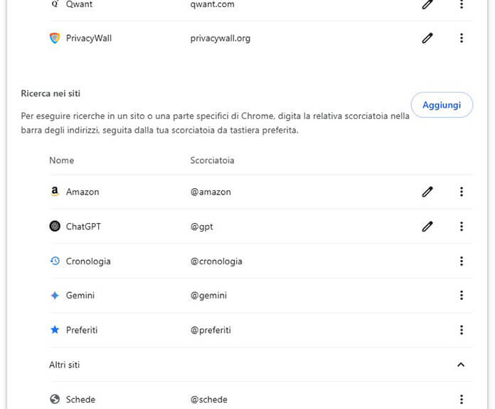 Aggiungi Motore Di Ricerca Chrome