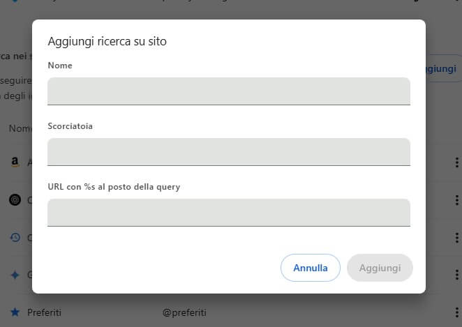 Aggiungi Ricerca Su Sito Chrome