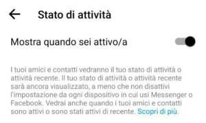 stato di attività messenger