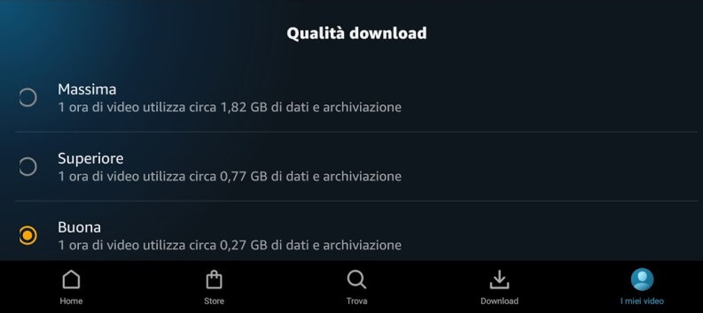 Qualità download su Prime Video