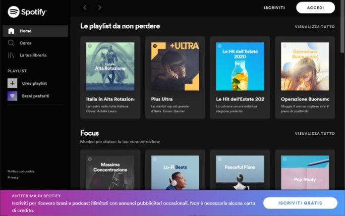 Spotify Web e musica gratis senza pubblicità | GiardiniBlog