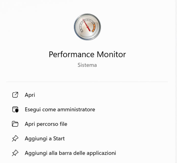 Performance Monitor Ricerca Barra Applicazioni Windows