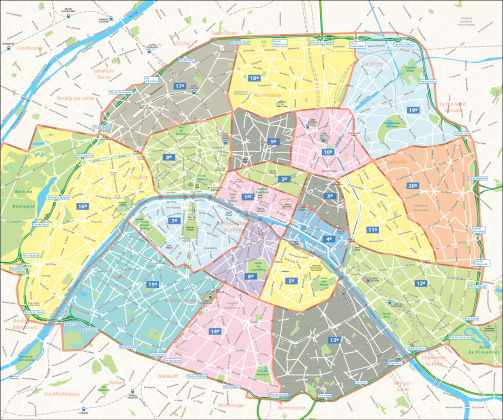 mappa Arrondissement Parigi