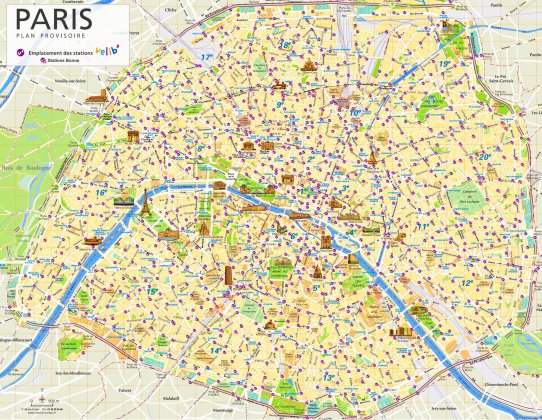 Mappa Parigi Monumenti Dettagliata