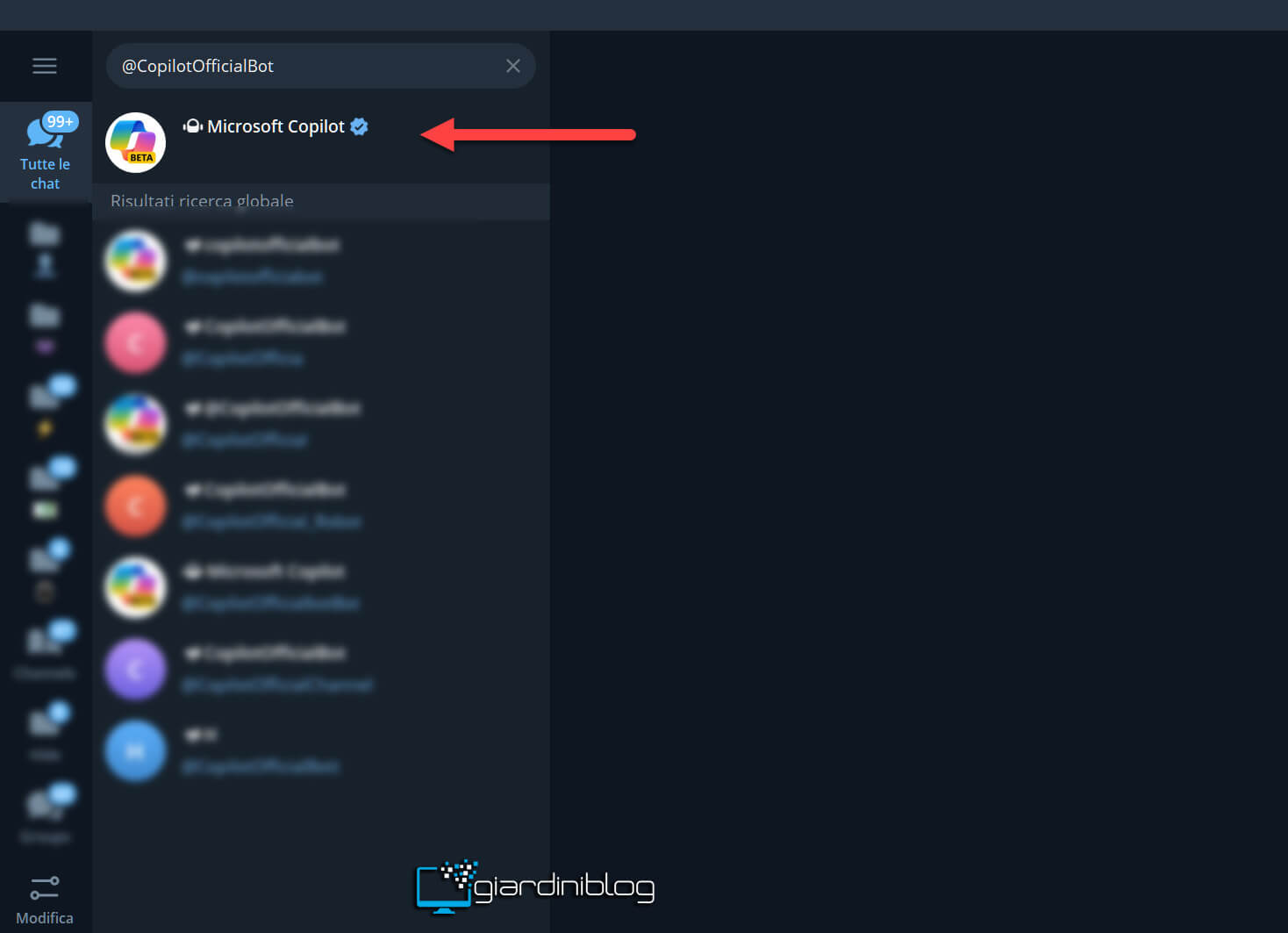 Ricerca CopilotOfficialBot Su Telegram Desktop