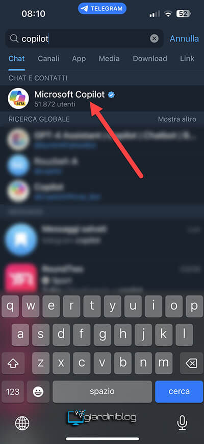 Ricerca Copilot Su Telegram