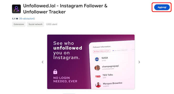 Scopri chi ha smesso di seguirti su Instagram; Installazione Unfollowed Lol