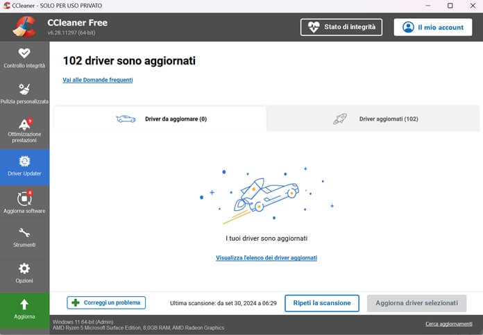 Ccleaner Resoconto Aggiornamento Driver