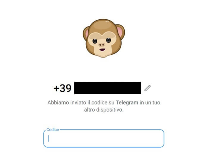 Inserisci Codice Telegram