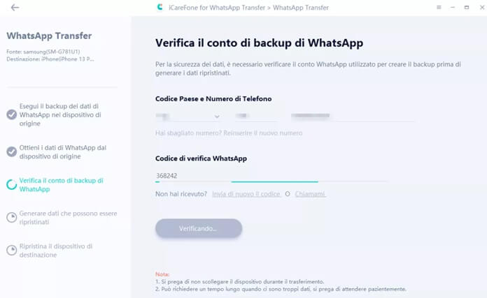 Verifica Account Backup Whatsapp