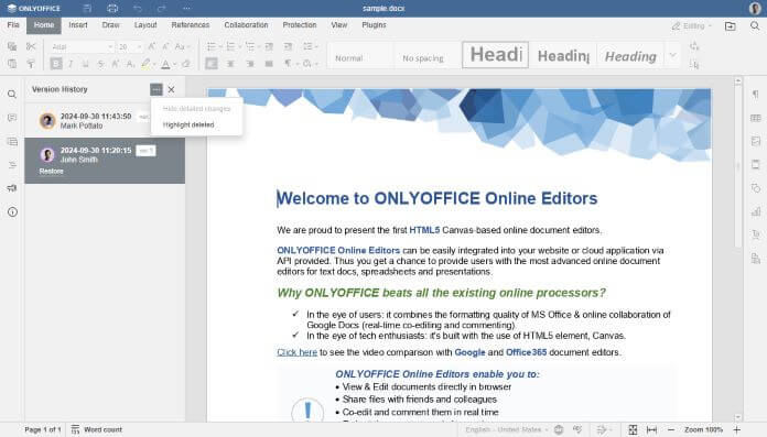 Evidenzia Eliminati Onlyoffice Docs 8 2