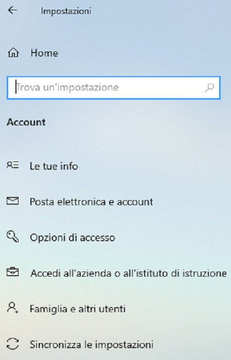 Opzioni Di Accesso Windows 10