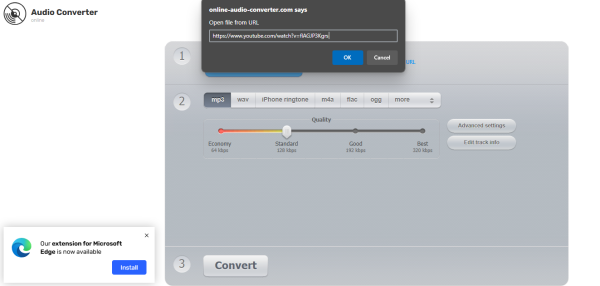 incolla l'url del collegamento