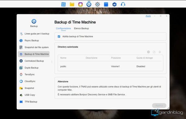Esempio TimeMachine Su TerraMaster T12 500 Pro