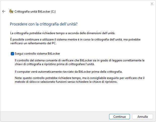 Controllo Sistema Bitlocker