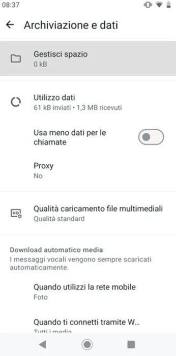 Archiviazione E Dati Whatsapp Android